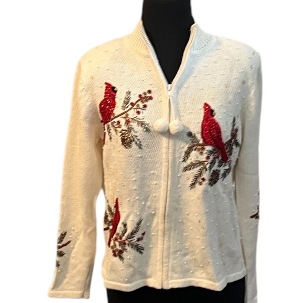 Heirloom Collectibles Cardinals Women’s Cardigan Full Zip Sequins Size PM - Picture 3 of 14